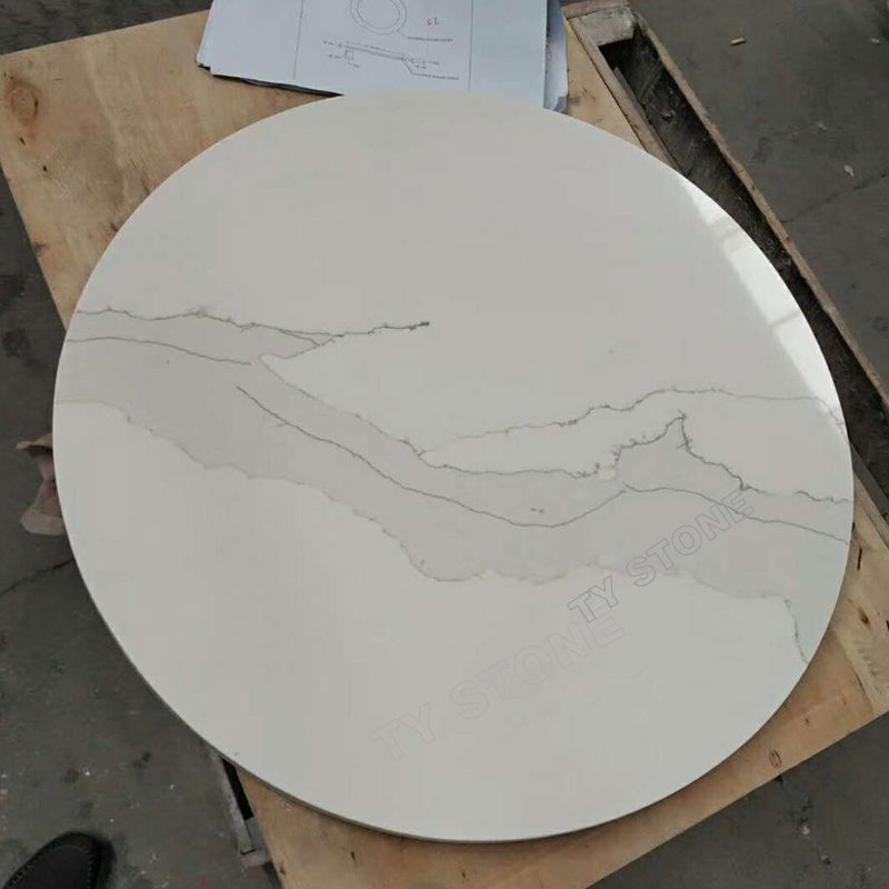 42" round calacatta white quartz table top